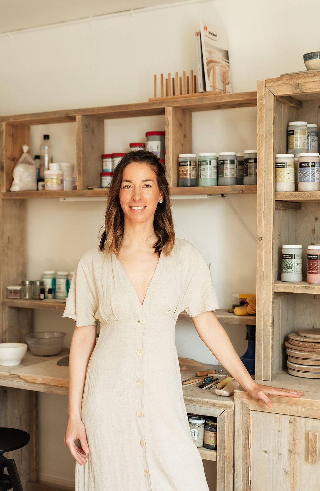 Viktoria Jeanroy at work in her ceramic studio