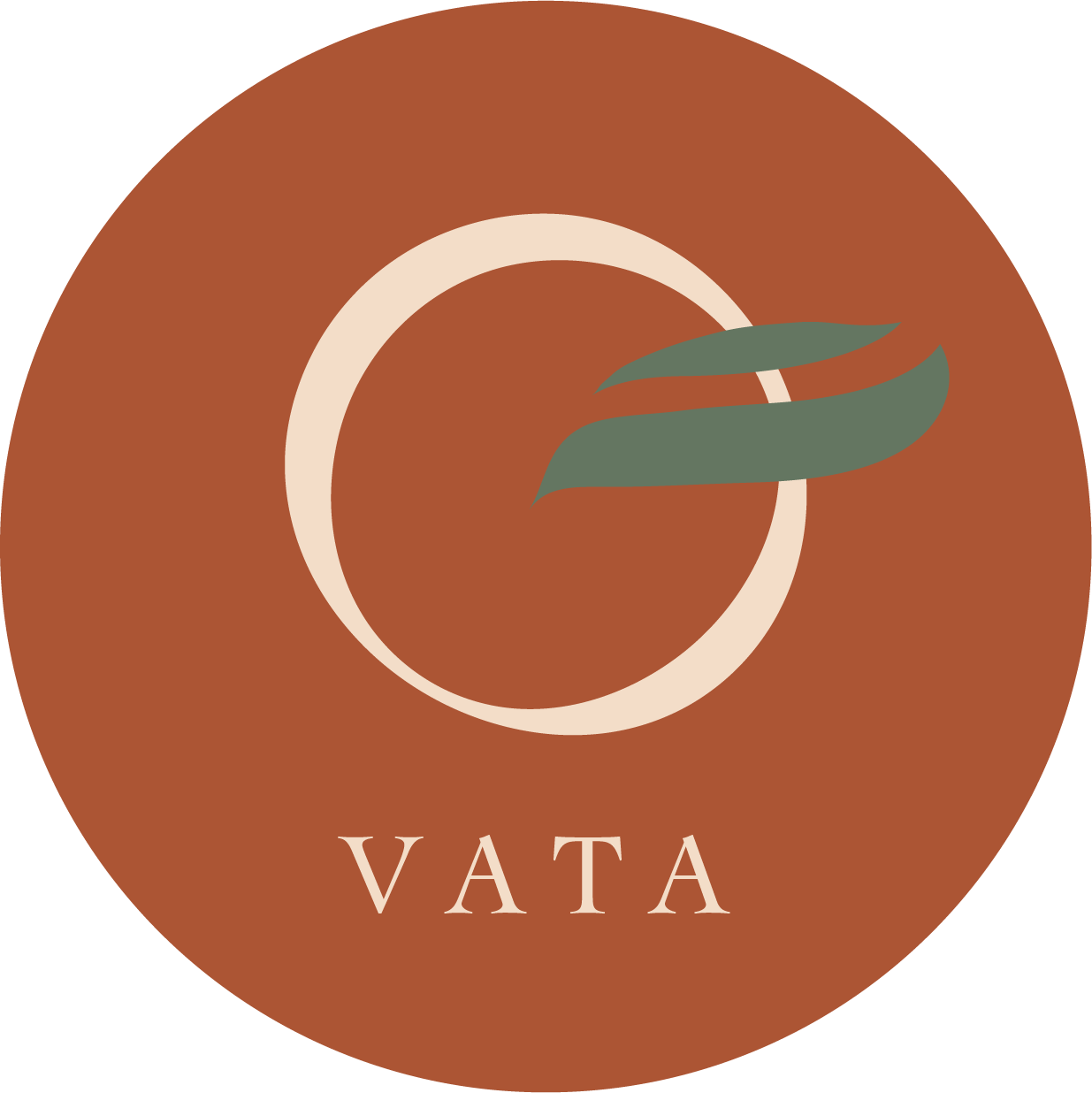 A circular emblem for Vāta, with a ring and air-leaves icon